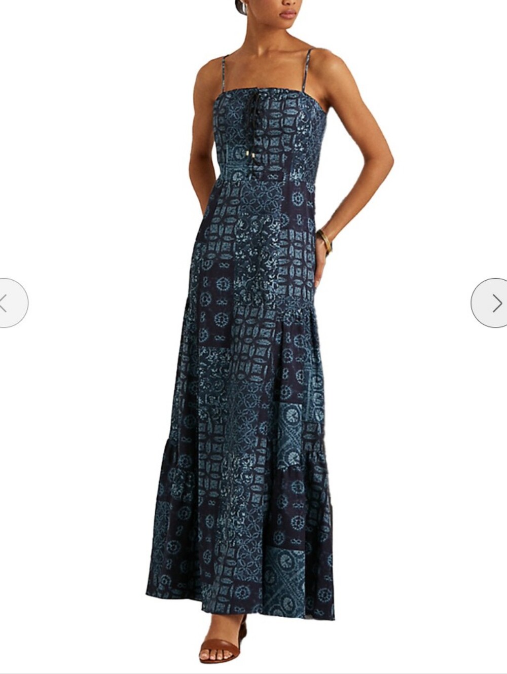 Ralph Lauren Crepe Patchwork Sleeveless Gown - Picture 2 of 9